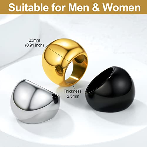 Mens Dome Ring Size 12 Black Large Chunky Rings, Thick Bold Ring Stainless Steel Band Statement Chunky Womens Rings #TOP3