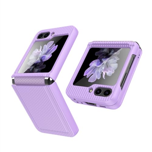Coque Samsung Z Flip 5 rigide haut de gamme violette mate avec film miroir intégré