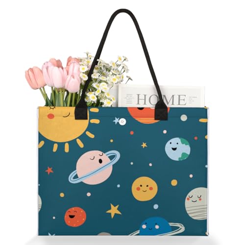 Sun Planet Star Tote Bag for Women Large Beach Bag Reusable Tote Bags for Work Travel Beach Shopping3