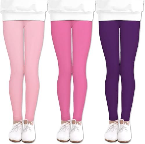 Arshiner Girl's Ankle Length Leggings 3-Pack Printing Flower Kids Classic Stretch Pants 4-14Y
