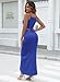 HUUSA Women's Sexy Sleeveless Crewneck Party Tank Dress Elegant Ruched Empire Waist 2 Piece Soft Slit Maxi Formal Skirt Dresses Royal Blue L