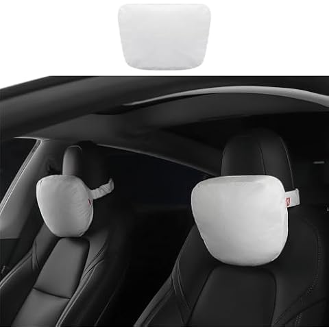 TSELLER for Tesla headrest Pillow Suede Surface Adaptive forTesla Model 3/Y/S/X Tesla Pillow Tesla Neck Pillow Accessories 1PCS(White) Cover