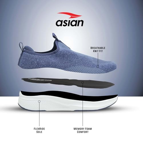 Image of ASIAN Wonderwalk Pro-21 Men's Walking Shoes | Lightweight Slip-On Sneakers with Arch Support | Memory Foam Soft Cushion Insole, Breathable & Flexible Shoes for Gym, Travel & Walk