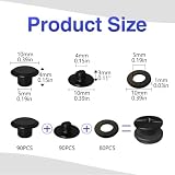 SHSMPXOY Chicago zestaw 90 śrub do książek, ze stali nierdzewnej, M5 x 4 mm, śruby do introligatora, nitów do skóry, toreb, książek, obroży, plecaków, smyczy dla psów (kolor matowy czarny)