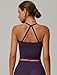 Womens Scoop Neck Longline Sports Bras Fixed Cross Back Women Workout Crop Tank Tops with Built in Bra Active Wear Athletic Work Out Gym Yoga Padded Bra Tank Top Dark Purple S