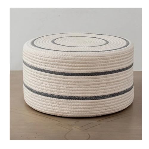XILYZMO Asiento De Paja Almohada De Suelo, Estilo Japonés Tejido A Mano Cojín De Suelo, Relleno Interior Algodón Perlado Cojín De Meditación, Reposapiés Redondo Acolchado(Blanco,40x20cm)