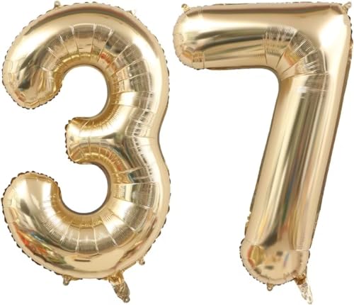 Image of Light Gold 73 37 Balloon Numbers, 40 Inch Large 73th 37th Birthday Balloons,Helium Mylar Foil Number 73 37 Balloons Champagne Gold Birthday Party Decorations Supplies for Men Women