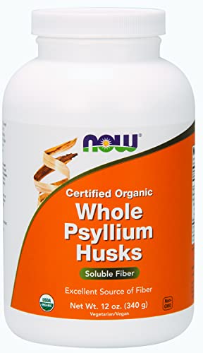 Cáscaras enteras de psyllium - Certificado orgánico de 12 onzas NOW