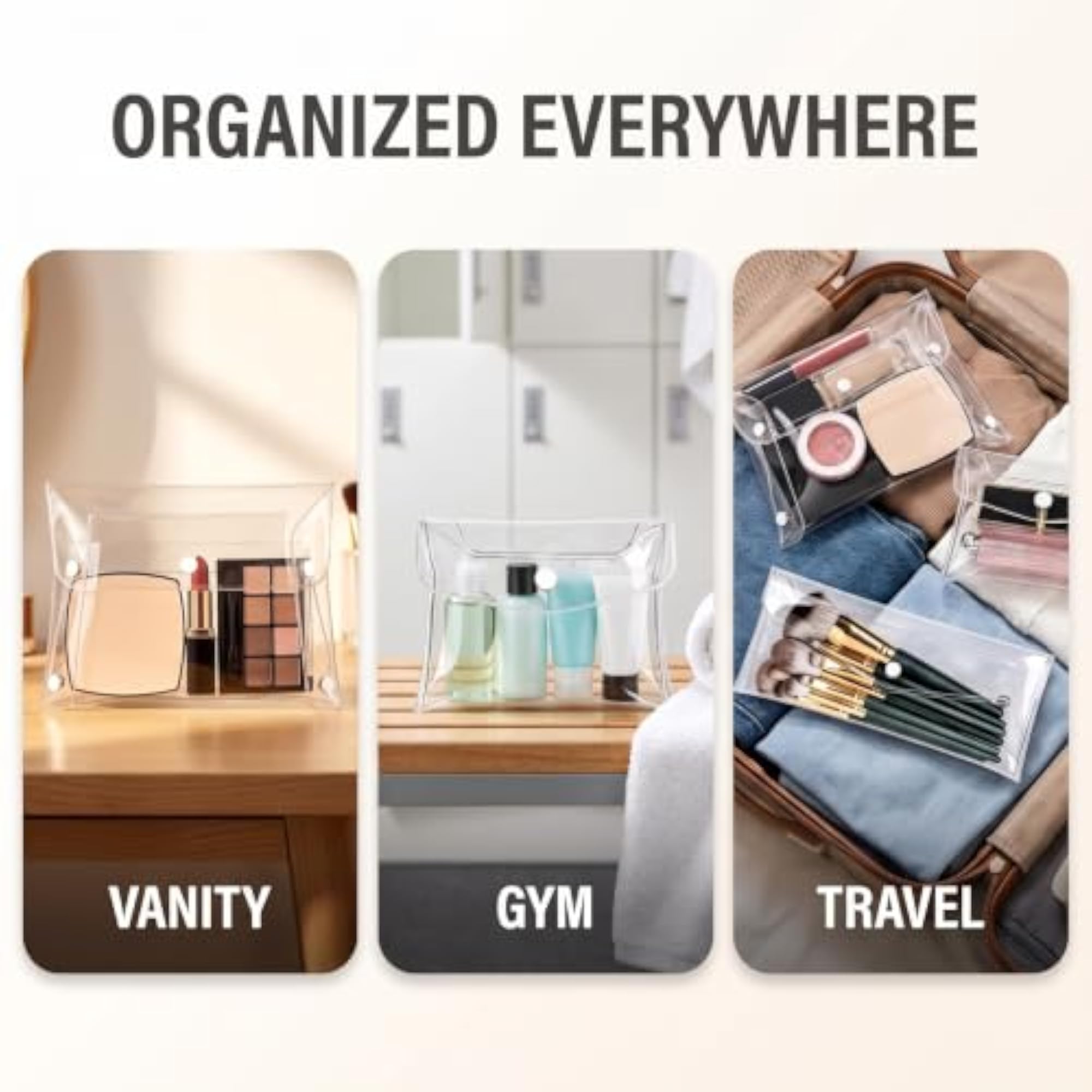 2Pcs Transparent Mini PVC Makeup Bag Set
