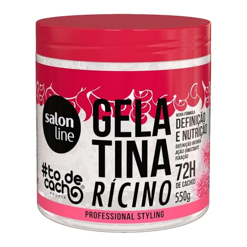 Salon Line, Gelatina Capilar, ToDeCacho, Óleo de Ricino, Definição e Nutrição, Vegana - Cabelos Ondulados, Cacheados e Crespos, 550 g