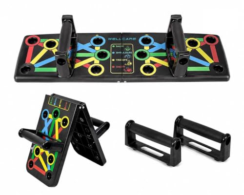 Image of Foldable Push-Up Trainer Board | Multi-Position Push Up Board with Color-Coded Muscle Target System | Portable Home Gym Fitness Equipment with Handles