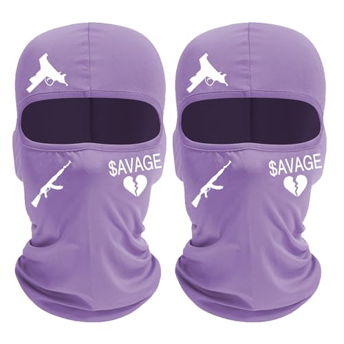 2 Pares Balaclava Ski Mask para Hombres y Mujeres, Máscara Facial Completa para Ciclismo Exterior Motocicleta Snowboard (Lila Claro) miniatura 1