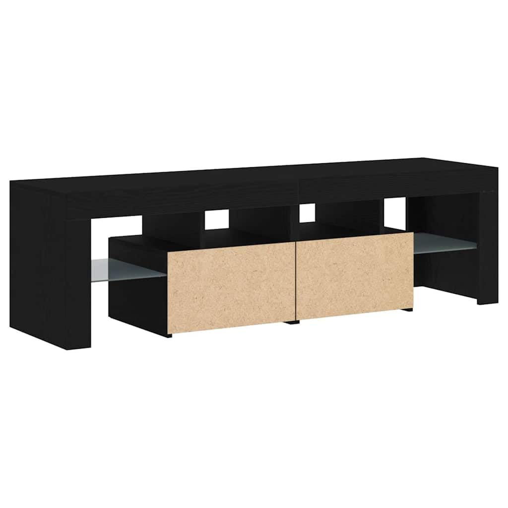 vidaXL Szafka pod TV z oświetleniem LED, czarny dąb, 140x36,5x40 cm