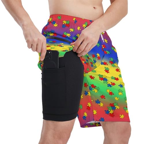 Mens Swim Trunks with Compression Liner 5 inch Quick Dry Board Shorts Cargo with Zipper Pockets Swim Shorts2