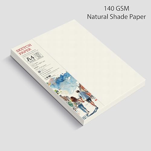 Image of PaperO A4 Sketch Loose Leaf Paper | 140 GSM | 50 Sheets | Premium Drawing Paper for Artists, Designers, Sketching, Illustration & Craft Projects | Size (21 x 29.7 cm) | (A4 Pack of 2)