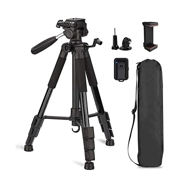 Everesta 144,8 cm (57 Zoll) Stativ für Kamera und Handy Kamera Stativ Ständer mit Schnellwechselplatte kompatibel mit Nikon Canon DSLR iPhone Android Heavy Duty und Stabil mit Tragetasche