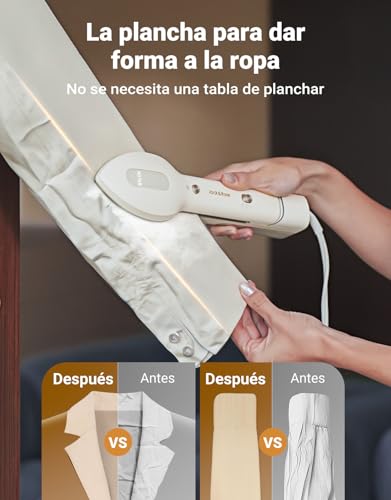 Planchas de vapor verticales & Prensas de planchado para viaje, doble voltaje 100-240V, plancha vapor viaje 6+1 modos de tejido, 15s de calentamiento rápido, 1000W steamer para uso en todo el mundo - imagen 5