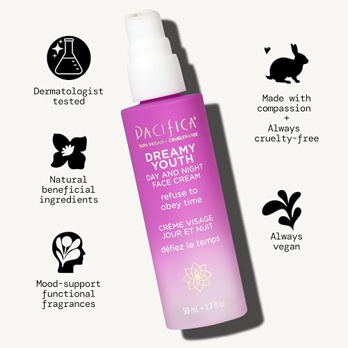 Pacifica Beauty Dreamy Youth Day and Night Face Cream - 1.7 Fl Oz (Pack of 2)- Moisturizer - For Dry and Aging Skin - Peptides, Grapeseed Oil, Floral Stem Cells - Sulfate + Paraben Free - Vegan and Cruelty Free - Image 8