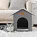 Siedihit Outdoor Cat House, Cat Shelter Feral Pet Outside Waterproof Cat House for Outdoor/Indoor Cats, Insulated Cat Bed for All Seasons with Cozy Cushion, Easy to Assemble, Grey