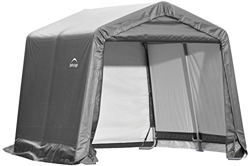ShelterLogic Shed-in-a-Box with Auger Anchors, Peak, Gray