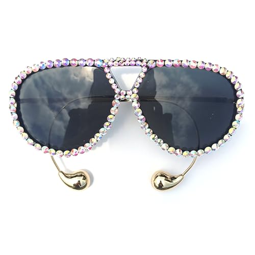 willochra Oversized Pilot Sunglasses for Women With Earring Trendy Large Big Rhinestone Designer 2025 Ladies Shades