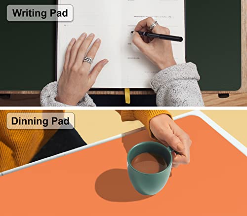 Moko Desk Mat, Dual-Sided Office Desk Pad Waterproof, Large Protector Mouse Pad For Keyboard And Mouse, Leather Desk Writing Pad Large For Office/Home/Decor, 31.5''X15.7', Army Green/Orange #TOP6