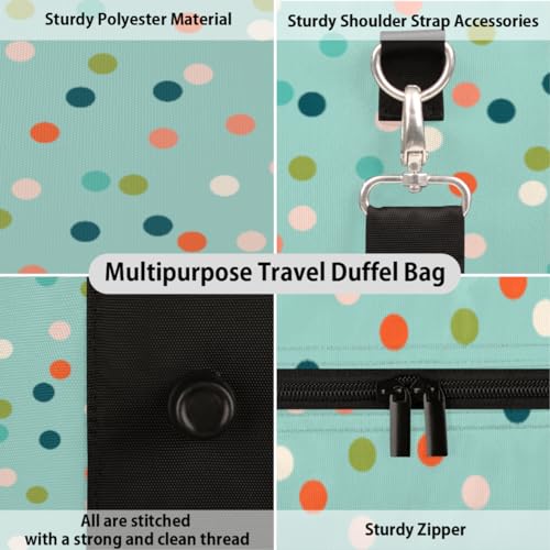 Colorful Polka Dots Travel Duffel Bag, Modern Sports Tote Gym Bag, Foldable Weekender Overnight Bag, Luggage Handle Bag for Women Men3