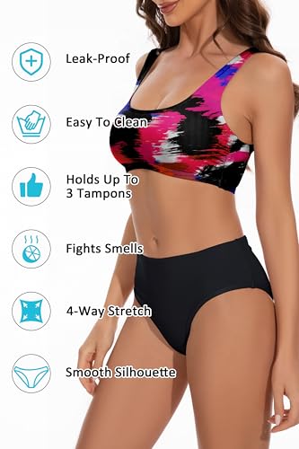 Image of Beautikini Period Swimwear Two Piece Menstrual Leakproof Sporty Bikini Sets Bathing Suit Period Swimsuit for Teen Girls