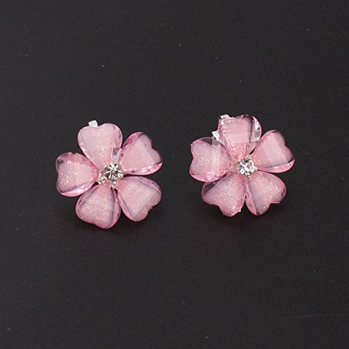 Grace Jun™ Silver Plated Or Gold Plated Opal Flower Shape Clip On Earrings Non Piercing For Women (Pink) #TOP1