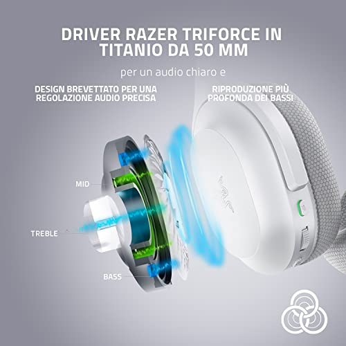 Barracuda - Cuffie Wireless Multipiattaperma per Gioco e Mobile (SmartSwitch Dual Wireless, Microfoni a Cancellazione di Rumore, TriForce Titanium 50 mm, App Audio) Mercury Bianco - Cuffia gaming - Immagine 3