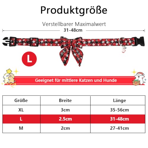 Weihnachtshalsband für Katzen und Hunde,Weihnachten Hundehalsband Einstellbar,Hunde Geschenke Weihnachten,Trainingshalsband(L)
