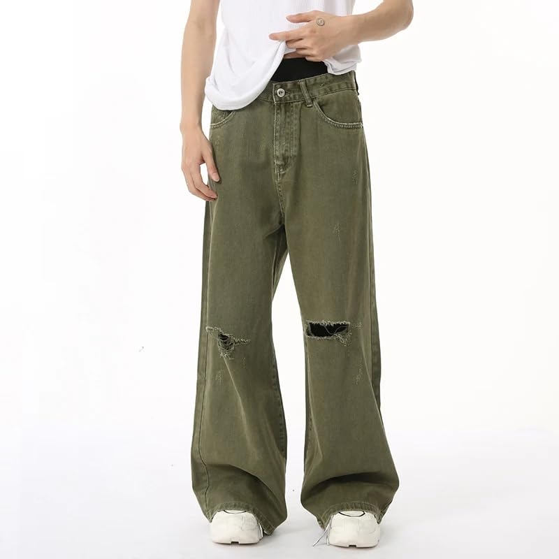 Men's Jean Vintage Men Autumn Solid Color Korean Straight Denim Pants3