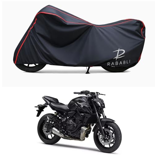 Image of Waterproof Bike Body Cover Compatible for | Yamaha MT-07 | Taffeta Fabric, Red Piping Design, Bottom Elastic Fit | Dustproof, Sun UV & Rain Protection for All Bikes