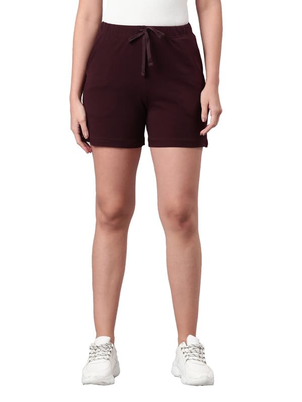 Image of GO COLORS Women Solid Mid Rise Relaxed Fit Casual Shorts