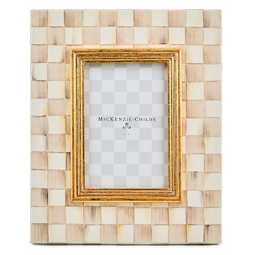 MACKENZIE-CHILDS 4x6 Picture Frame, Brown-and-White Mocha Check
