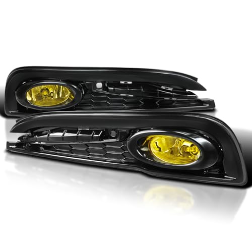 Spec-D Tuning Yellow Bumper Driving Fog Lights + Bulbs + Switch Included Compatible with 2013-2015 Honda Civic 4Dr Sedan L+R Pair Assembly