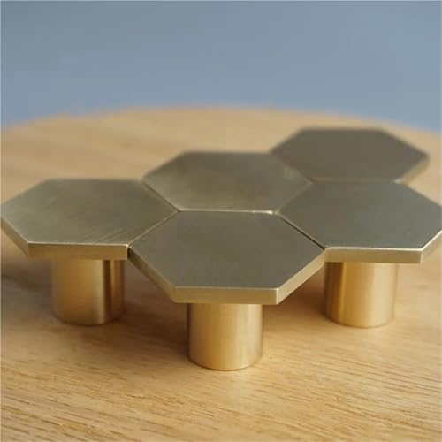 Poignées de placard de cuisine en laiton brossé hexagonal de style premium - 3