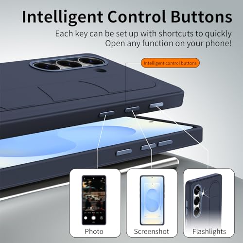 Image of for Samsung Galaxy S25 5G with Smart Button, Standing Grip Phone Case with Kickstand, for Samsung S25 5G Case Smart Button Cover | Hand Strap | Soft Touch | Stand Grip | Smart Butto Blue