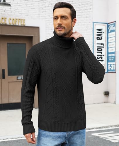 Pull col roulé homme tricoté en maille ajustée pour l'hiver - 2