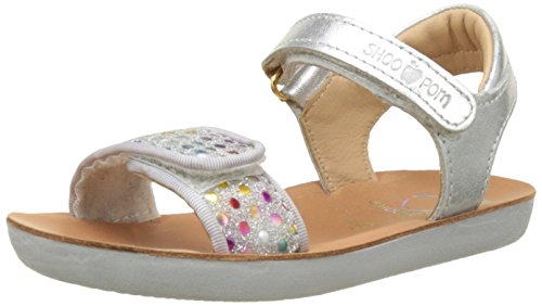 Shoo Pom Goa Scratch Piping, Sandales Bout Ouvert Fille, Argent (Multi/Silver), 24 EU