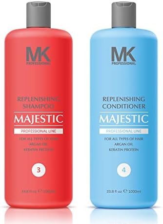 Majestic Keratin Replenishing Shampoo + Conditioner 33.8oz(1000ml) with Argan Oil