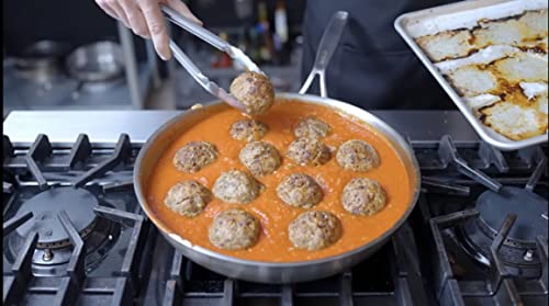 Babish Padella di grado professionale in acciaio inossidabile a tre strati, 30.5 cm, con coperchio in acciaio