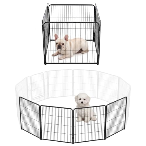 Image of DUMOS Dog Playpen 24 Inch 4 Panels Indoor Outdoor Metal Pet Fence | Foldable Dog Play Pen with Door, Portable Exercise, RV Camping, Puppy Small Dogs