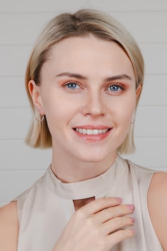 Hoops & Loops 925 Sterling Silver Open 1.5mm Thin Polished Round C-Hoop Earrings for Women, Silver, Yellow, Rose Gold, Black 15mm-40mm3