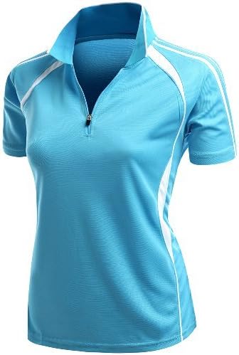 Women's Coolmax 2 Tone Collar Zipup Polo T-Shirt