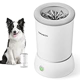 DOGNESS Automatischer Hundepfotenreiniger, Upgrade-USB-Aufladung, automatischer 2-in-1-Hundepfoten und Haustier-Pflegebürste(Weiß)