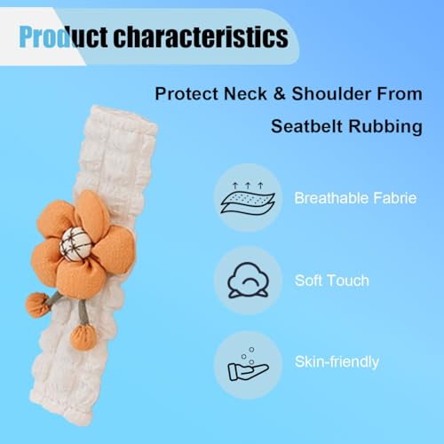 image for smilfuy 2PCS Flower Car Seat Belt Covers, Cute Car Seat Belt Pad Neck 