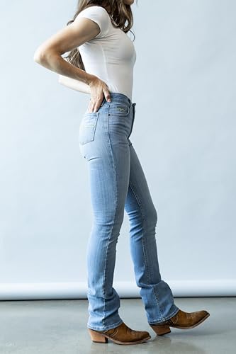 Kimes Ranch Women's Sarah Casual Durable Western High Rise Waist & Slim Bootcut Light Wash Tri-Blend Denim Jeans3