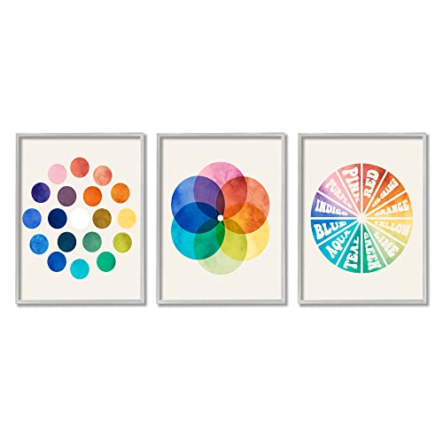 Image of 'Primary Tones Blended Hue Chart'| 3pc Framed Giclee Art Set 3 | Stupell Industries | Gray, 16 x 20 Inches, Easy to Hang and Sturdy, Made in USA, by Lil' Rue