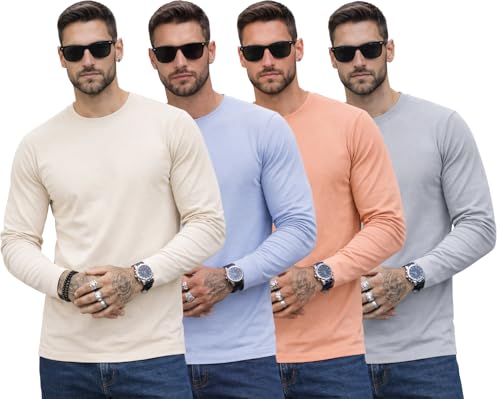 Image of RodZen 100% Pure Cotton Round Neck Regular Fit Plain Solid Full Sleeve T-Shirt Combo for Men & Boys (Pack of 4 Available in Size S to 2XL)